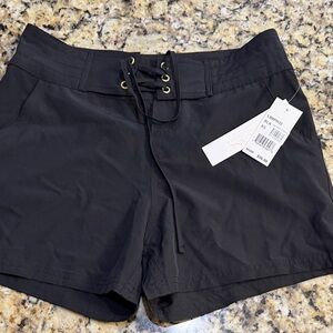 La Blanca Black Lace-Up Swim Coverup Shorts